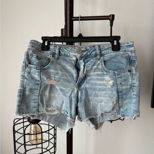 American Eagle Blue Jean Shorts Distressed Mid-Length